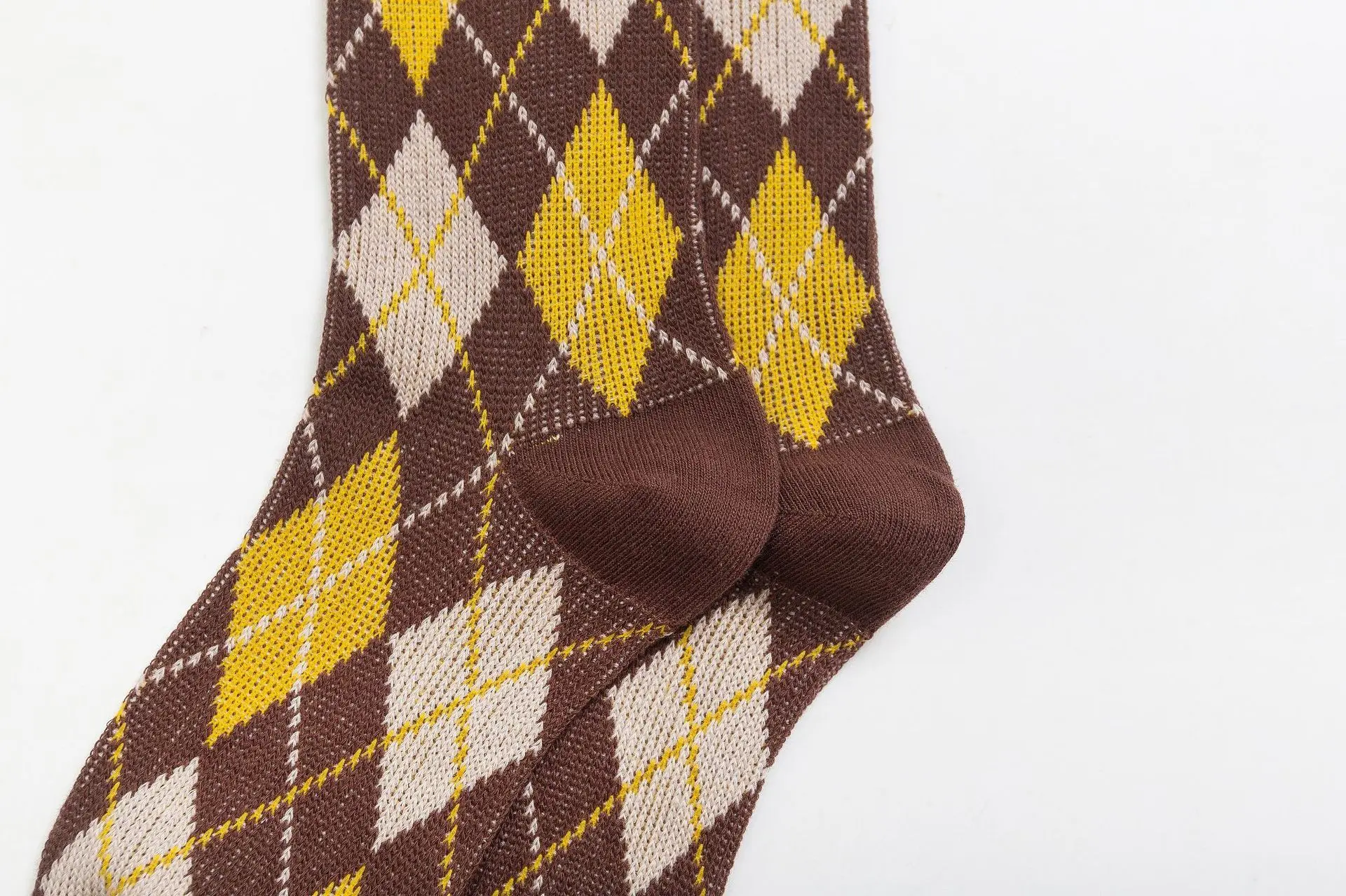Женские Смешные забавные носки изящный абзац Алмазный Узор Argyle трехмерные трубы геометрические забавные чесаные хлопковые носки