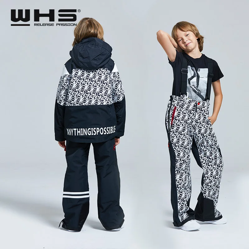 WHS 2017 Новых Мальчиков лыжные костюмы подросток снег куртка ветрозащитный пальто