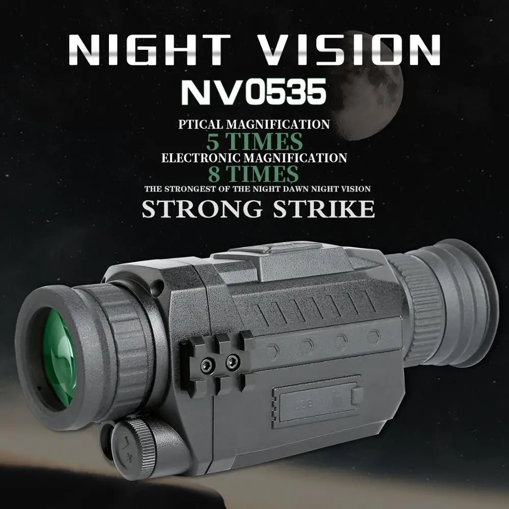 black night vision 5X35 монокуляр ночного видения инфракрасная камера ночного видения военный цифровой Монокуляр телескоп ночной охоты навигационное устройство - Цвет: black night vision
