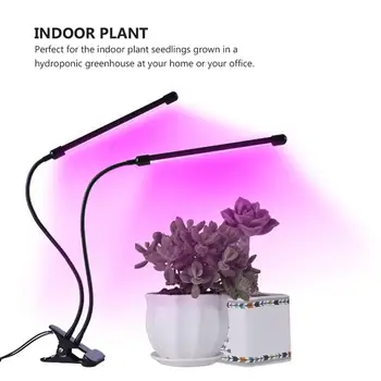 

1Pc 20W LED Plant Grow Light Lamp Dual Head USB Clamp Plant Growth Lamp (EU Plug Black)
