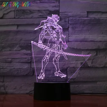 

Game Overwatch Children's Night Light LED Sensor Shimada Genji Figure Home Decor Lamp Holiday Present OW Desk Night Lamp Bedroom