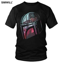 Винтажная Мужская Уличная футболка с коротким рукавом и принтом «Звездные войны», Мандалорская футболка с коротким рукавом, ретро графический принт, футболка, отражающий шлем, подарок фанату