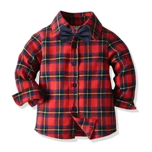 Клетчатая блуза для мальчиков; сезон осень-весна; коллекция года; милая детская одежда в консервативном стиле; Повседневная красная одежда; рубашка с длинными рукавами; топы на пуговицах
