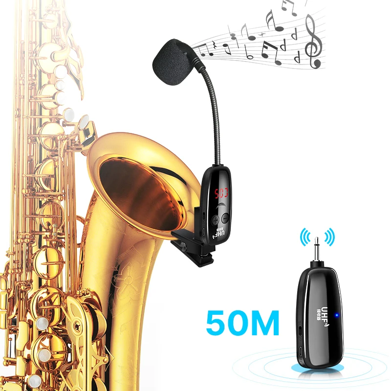 usb microphone UHF Wireless Instruments Saxophone Microphone Wireless Receiver Transmitter 50M Range Plug and Play Great for Trumpets karaoke microphone
