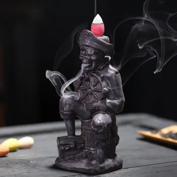 

Ceramic Skull Pirate Waterfall Incense Burner Aromatherapy Furnace for Indooor Living Room Creative Character Home Decor