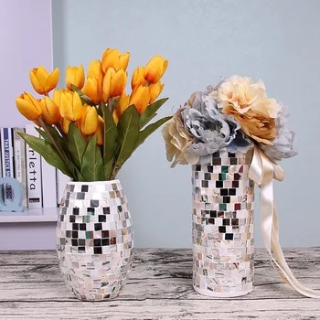 

Creative Mediterranean Mosaic Pattern Glass Flower Vase Home Decoration Modern Flower Vase Plant Holder Desk Hydroponics Decor