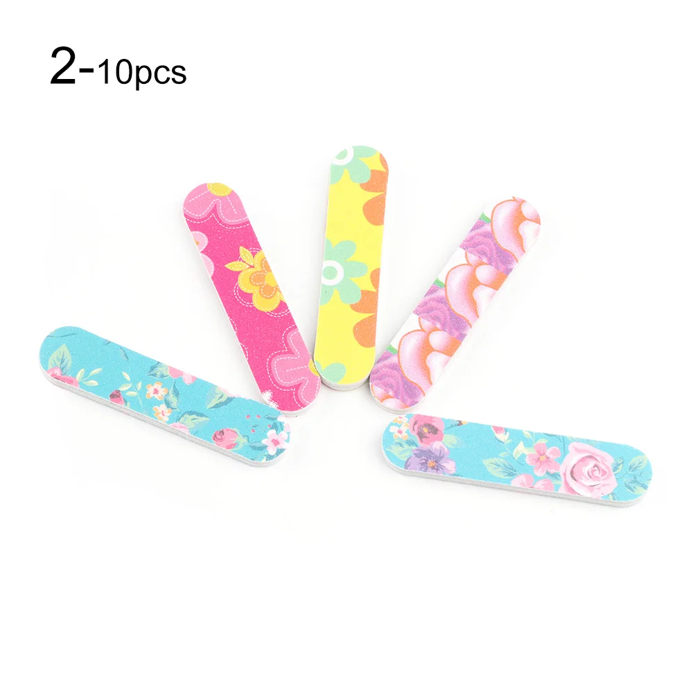 2-10pcs 5/10 шт. прочный двухсторонний Пилочки для ногтей Прочный цветок узор брусок для шлифовки для ухода за ногтями Маникюрный инструменты случайных цветов - Цвет: 2-10pcs