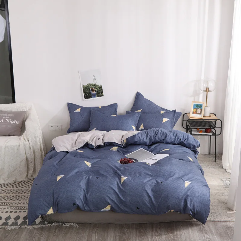 Solid Color Printed Bedding Set Duvet Cover Set Korean Bed Sheet Quilt Duvet Cover With Pillowcases King Queen Twin Full Sizes