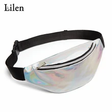 LILEN голографическая поясная сумка Женская Блестящая серебряная Сумка Женская поясная сумка рюкзак с одной лямкой для путешествий сумка на плечо Лазерная нагрудная сумка Хип Бум Сумка