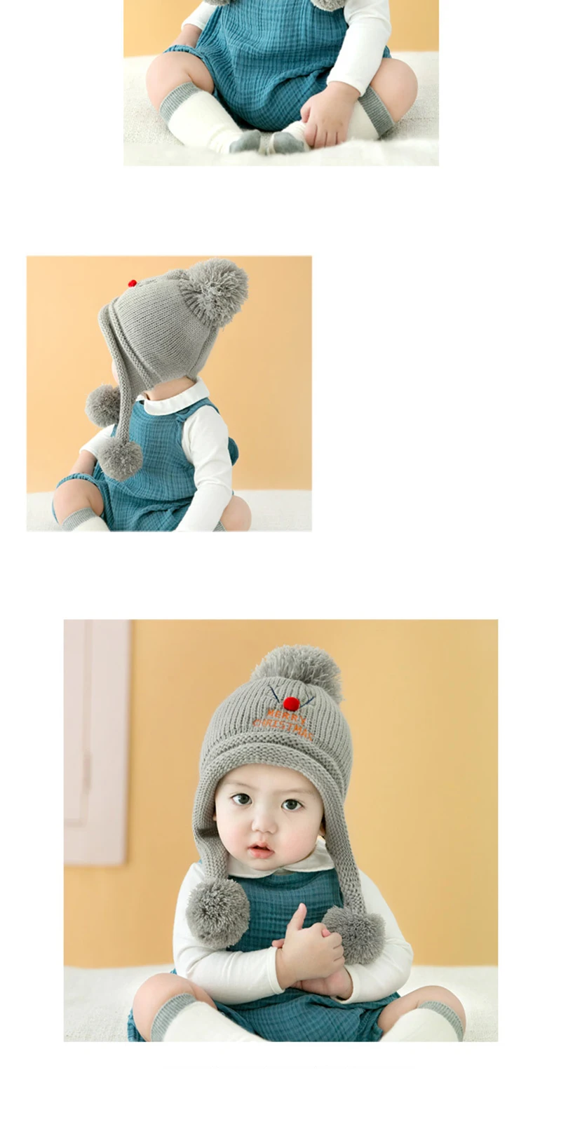 NEW Christmas Deer Baby Plush Hats With Pom Knitted Cotton Beanie Warm Caps Soft Hat For Newborn Girls Boys Bonnet Autumn Winter