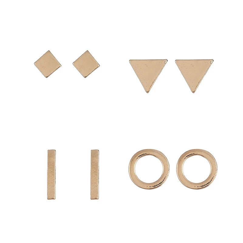 4 пар/уп. геометрические серьги пуссеты набор женщин маленький золотистый и
