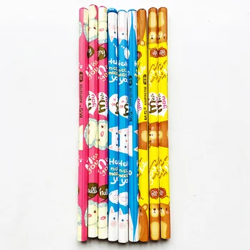 

3X Cute Nice To Meet You Bear Chick Cat HB Standard Wood Pencil Writing Drawing Tool School Office Supply Student Stationery