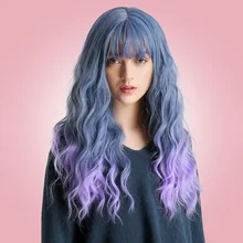 1 шт женский парик для девушек длинные вьющиеся волосы градиентный цвет натуральный для вечерние Косплей QS888