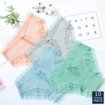 

10 pieces / batch wholesale women's cotton underwear women's fashion underwear breathable women's sexy bow underwear SBY b01