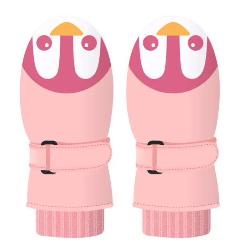 Детские водонепроницаемые лыжные перчатки для мальчиков и девочек, красивый мультяшный Пингвин, Акула, контрастные цвета, теплые толстые противоскользящие зимние варежки с подкладкой - Цвет: 09