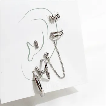 

Fashion 6PCS/SET Mixed Ear Post Cuff Clip On Earrings Fake Cartilage Earring for Women Clip Earrings No Pierced Ear C Shape