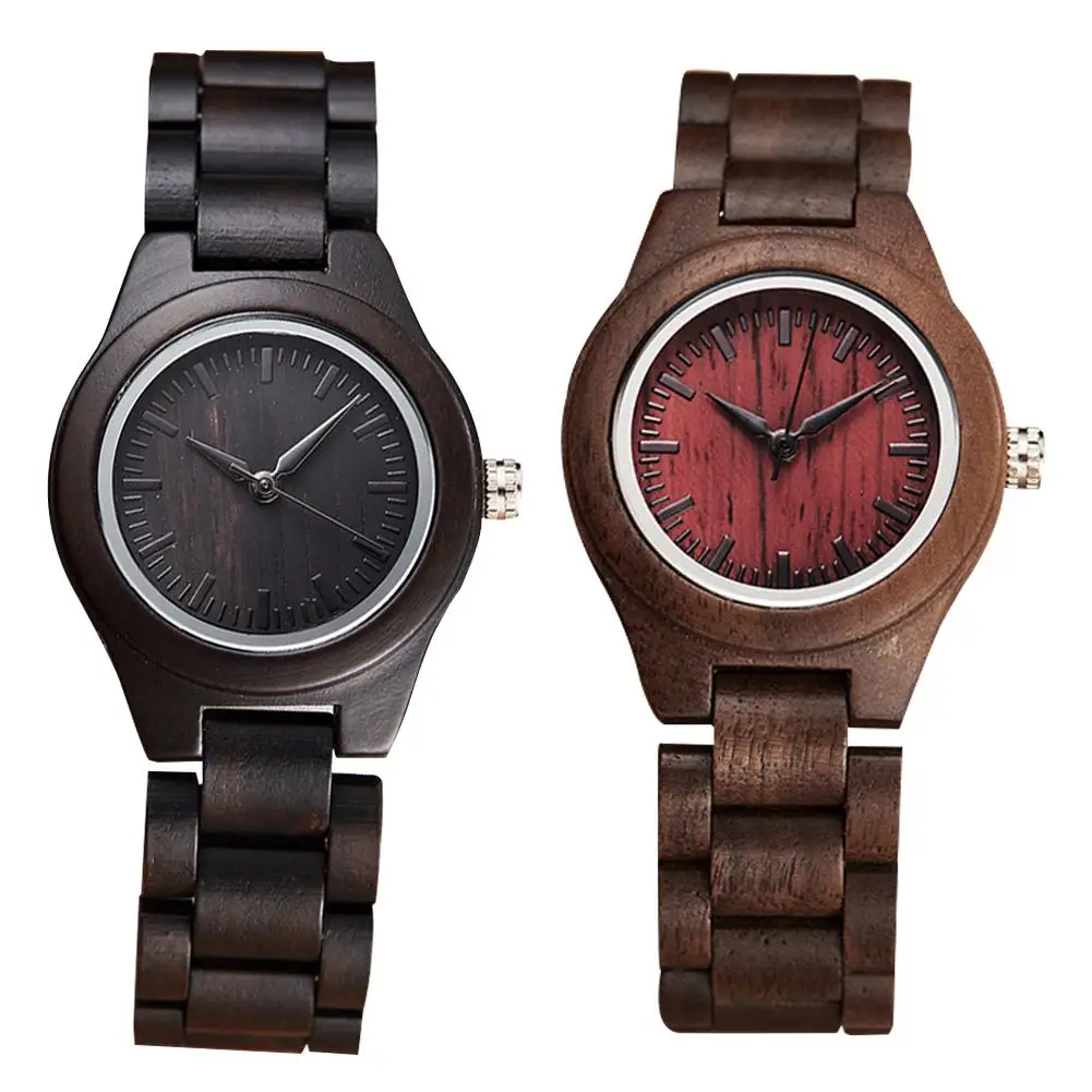 

Fashion Unisex Round Dial No Number Analog Wooden Quartz Wrist Watch Jewelry good gifts for your friends or family women watch