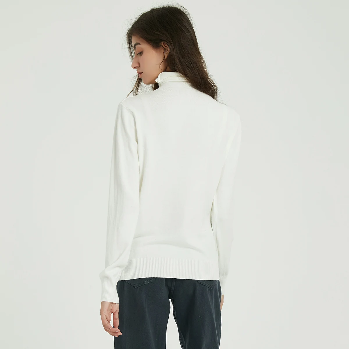 Ceny Wixra kobiety miękka solidna dzianina t shirty damskie z długim rękawem Casual golf prosty sweter Tee jesień zima klasyczne koszulki