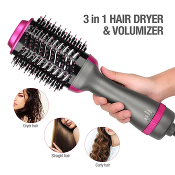 

Hair Comb Brush Multifunctional Electric Hot Air Round Brush Blow Dryer One Step Negative Ions Hair Brush Dryer Straightener W1