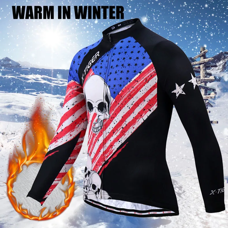 X-TIGER Pro Winter Long Sleeve Cycling Jersey Thermal Fleece MTB Bike Cycling Clothing Bicycle Wear Ropa Ciclismo Invierno