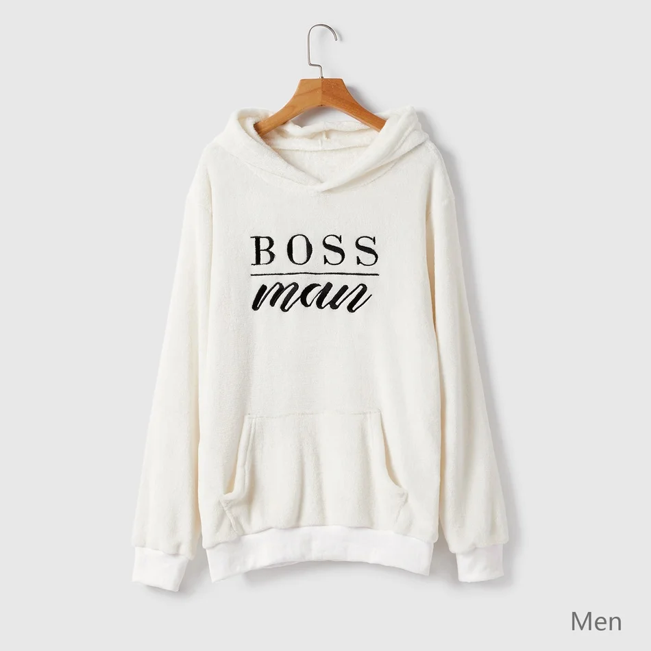 Family Matching Fleece Hoodies Pullover Sweatshirts Hooded Sweater Mini Boss Casual Daddy Mommy and Me Outfits