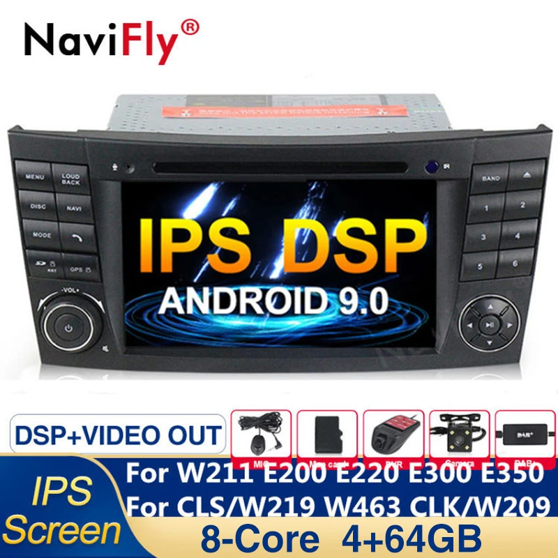 

4G Android 9.0 8Core IPS DSP Car dvd radio gps navigation For Mercedes Benz E-Class/W211 E200 E220 E240 CLK/W209 CLS/W219 W463