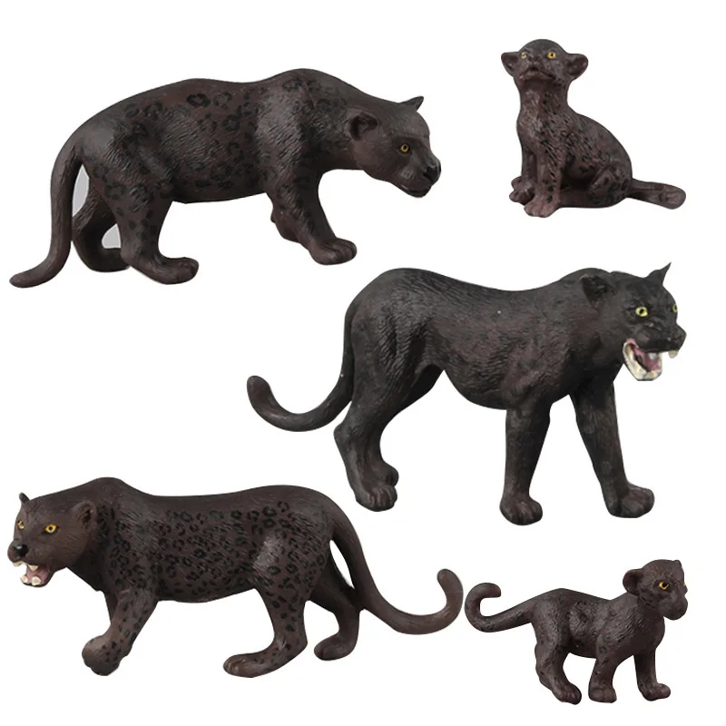Simulation Panther Figure Collectible Toys Wild Animal Action Figures Kids Animal Cognitive Toys