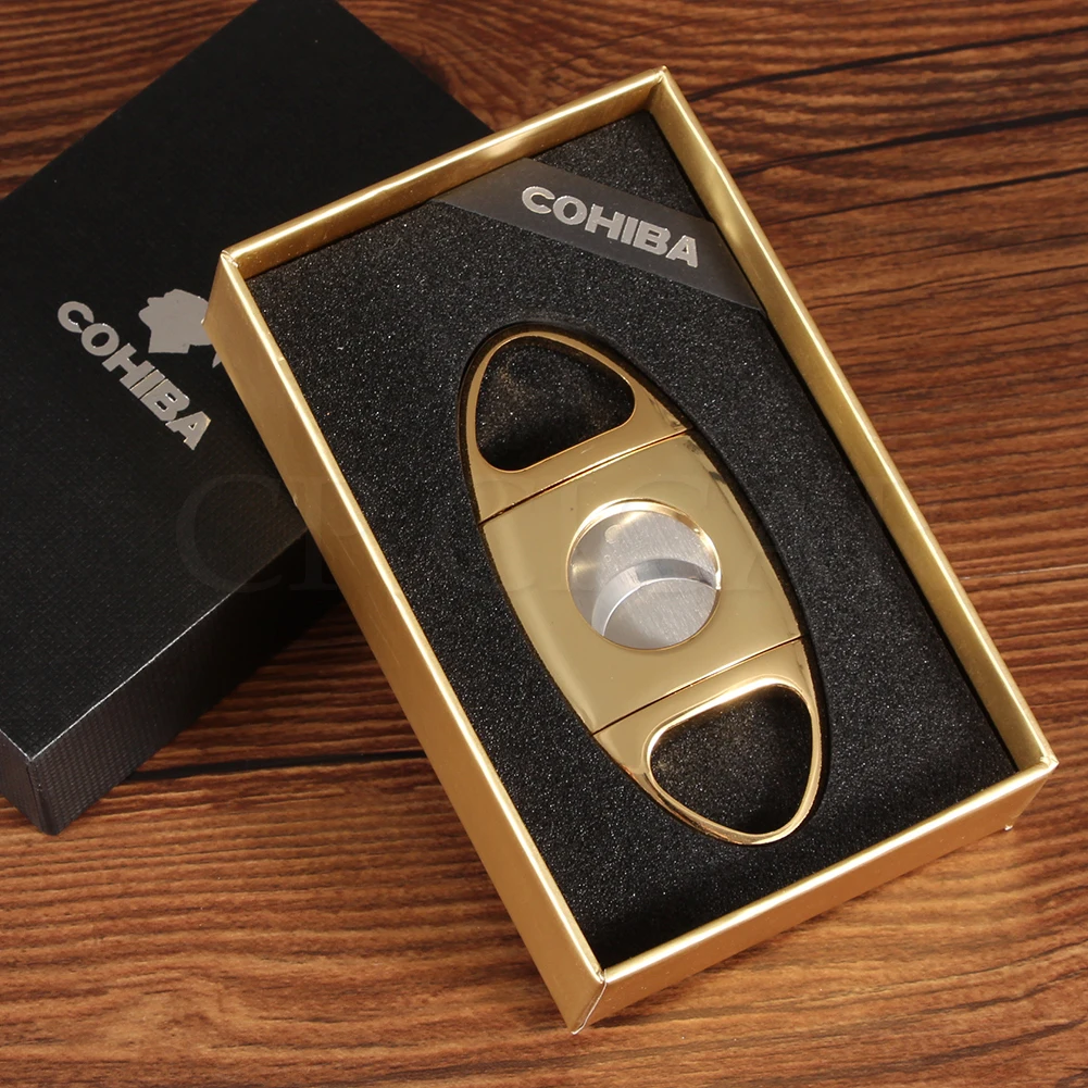 COHIBA Карманный Каттер для сигар острое металлическое лезвие из нержавеющей стали табачные резаки роскошный нож для резки сиггара Портативный нож для резки сигар