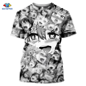 

SONSPEE Japan Hentai Anime Ahegao T Shirt 3D Print Summer Casual Top Short Sleeve Fashion T-shirt Hip Hop Streetwear Women Men
