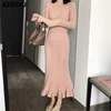 2022 autumn winter thick mermaid maxi sweater dress women o-neck long sweater dress elegant female a-line slim sexy knit dress ► Photo 3/6