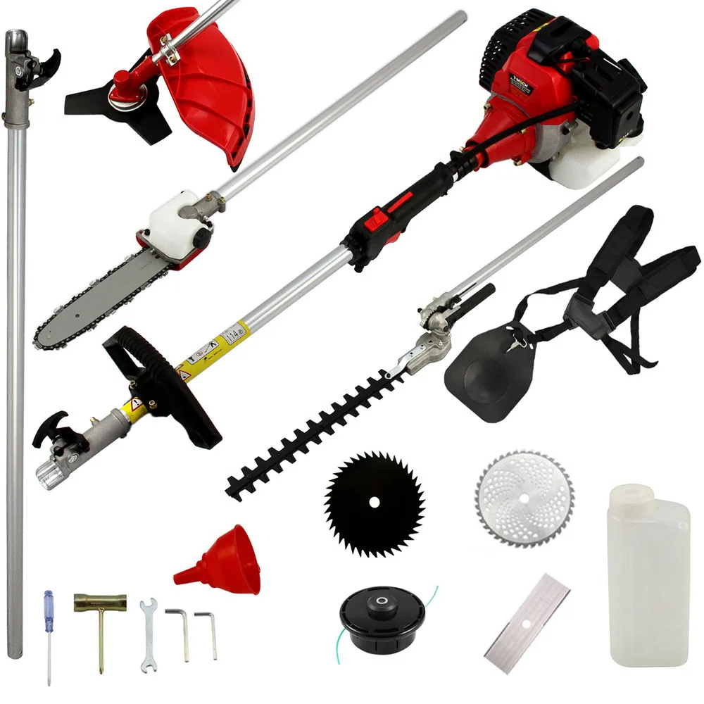 US $249.44 Professional Quality 5 In 1 Grass Cutter With 52cc Engine Multi Brush Cutter Petrol Strimmer Tree Pruner Factory Selling