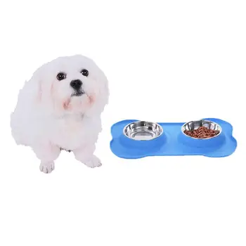 

Pet Feeder Double Stainless Steel Bowls Water Food With Silicone Anti Slip Mat For Dogs Cats Suitable For Pets Of All Sizes