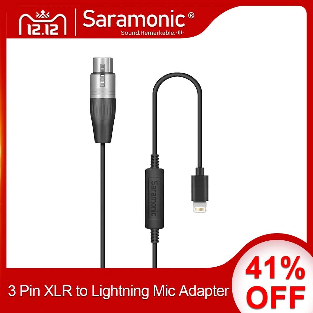 Saramonic LC XLR 3 Pin (мама) адаптер микрофона Lightning для iphone 7 7plus iPhone X 8 iP|Микрофоны| |