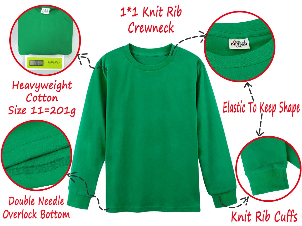 childrens plain long sleeve shirts