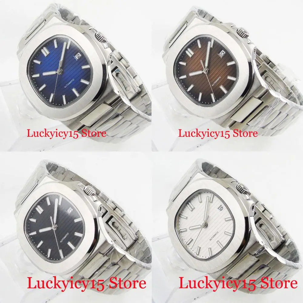 

4 Colors Nologo Fashion Mechanical Men's Watch Auto Date Sapphire Glass 40mm Square Case Automatic Movement