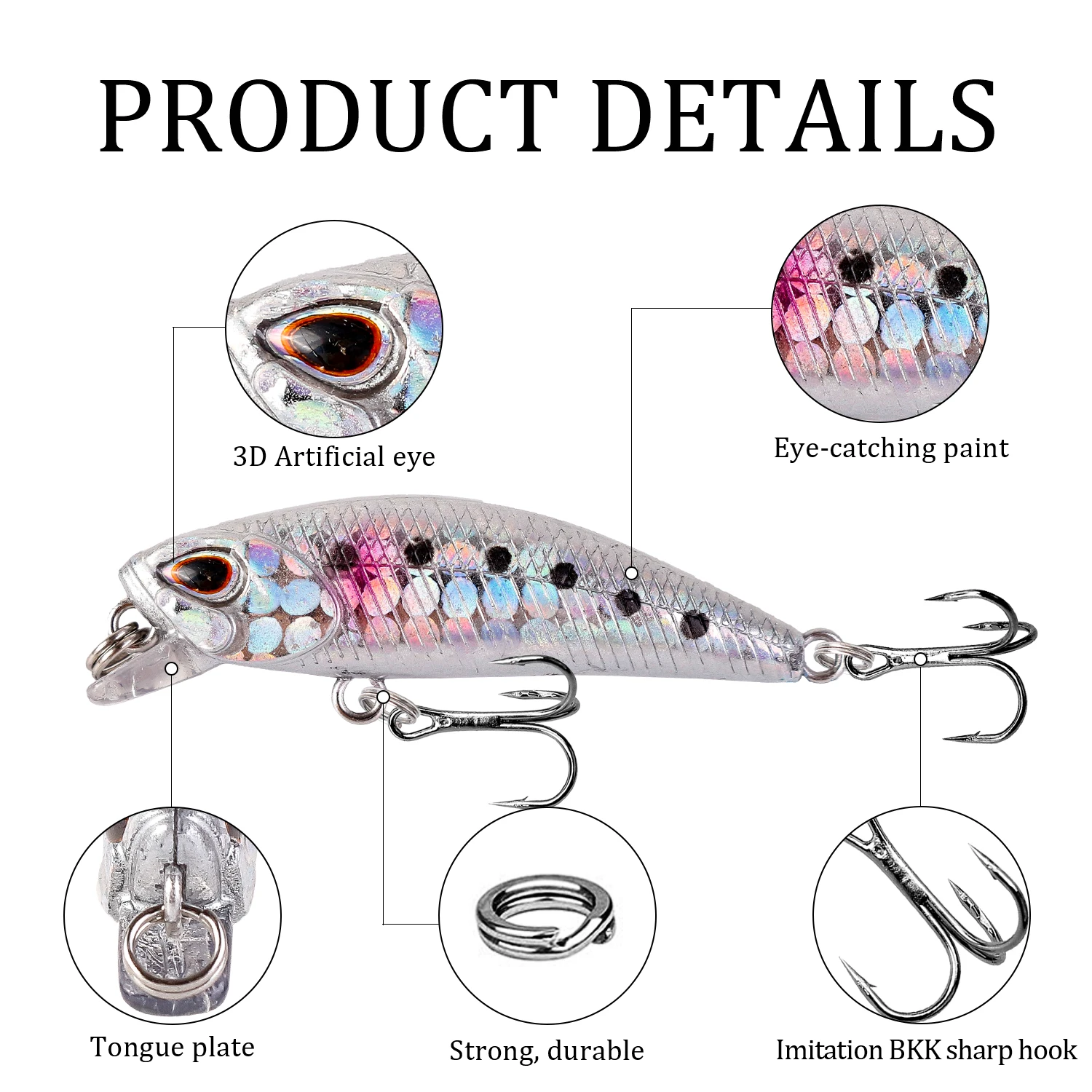 1pcs Mini Minnow Fishing Lures Wobblers 4.5cm 3.5g Sinking Artificial  Plastic Hard Bait Crankbait Jerkbait Pesca Bass Tackle