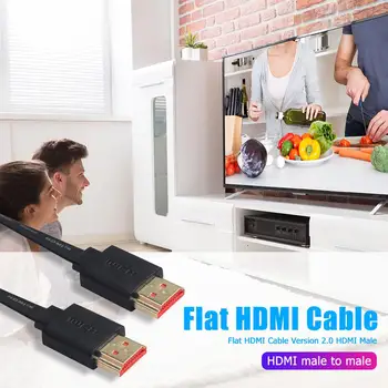 

Gold Plated Flat HDMI 2.0 Male to Male Cable Ultrafine Volume for Television Computer HDTV LCD Set Top Box Splitter