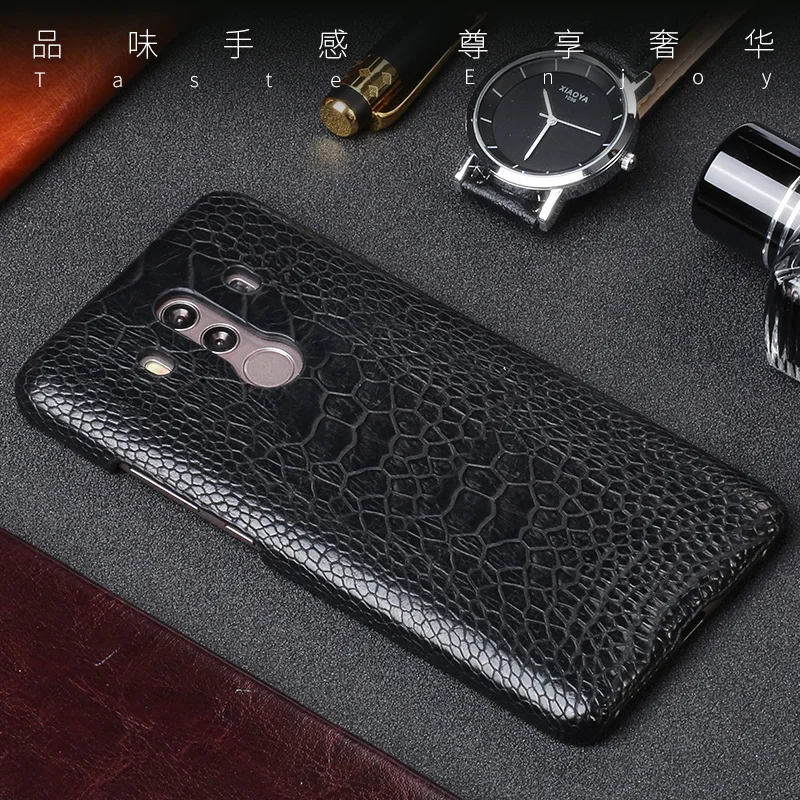 

Luxury Natural Ostrich foot skin For Huawei Mate 8 9 10 Pro case Real Genuine leather Cover For P8 P9 P10 lite P Smart Nova 2S