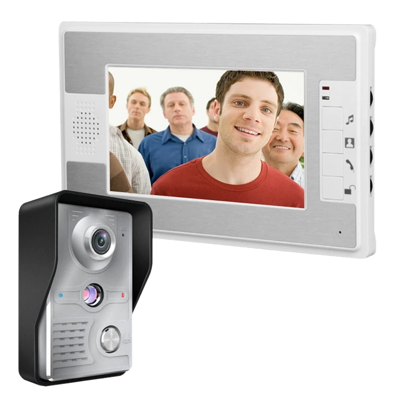 

7 Inch Visual Intercom Doorbell TFT LCD Wired Indoor Monitor 1000 TVL Outdoor IR-CUT Camera Support Unlock (US Plug)