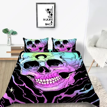 

Colorful Skull Bedding Set King Scary Fashion 3D Print Duvet Cover Creative Queen Twin Full Single Double Unique Design Bed Set