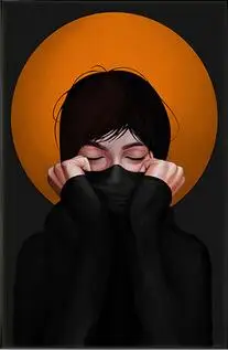 

Modern Girl Concealed Face with Black Art Film Print Silk Poster for Your Home Wall Decor 24x36inch