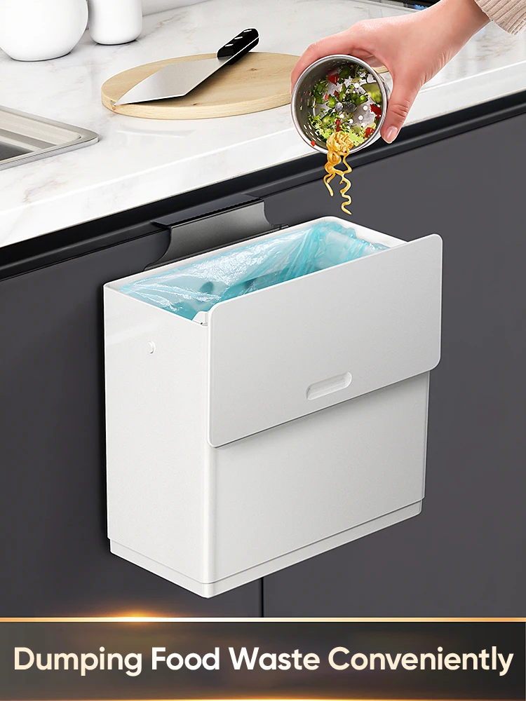 JOYBOS Garbage Bin Household Kitchen Convenient Wall-Mounted Non-Perforated Clamshell Cabinet Bedroom Waste JX26 | Дом и сад
