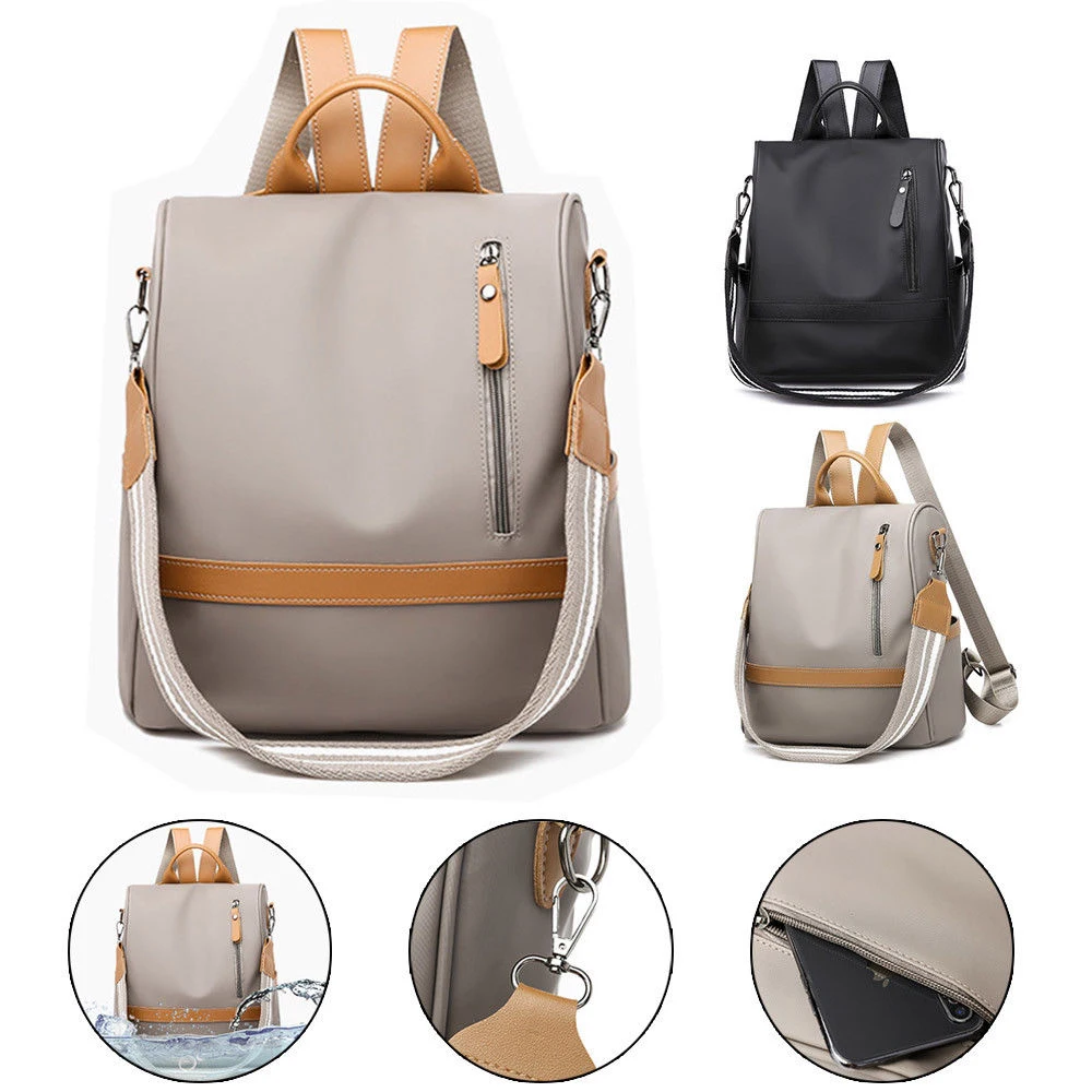 

2019 New Women Anti-theft Backpack Fashion Simple Solid Color Backpack Student School Bag Oxford Cloth Waterproof Shoulder Bag