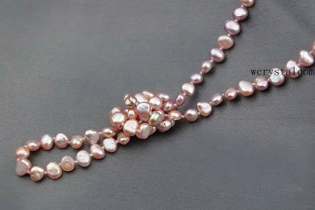 

Strand Natural pink Purple Cultured Fresh water Pearl opera Long Necklace nugget