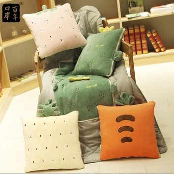 

Coushin Fruit Pillow+Blanket Suit 4 Style Cartoon Cushion Suitable Office Or Home Decoration Super Soft Crystal Velvet Pillow