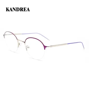 

KANDREA Round Optical Prescription Eyeglasses Frames for Women Trending Metal Half- Frame Glasses Lady Classic Design Eyewear