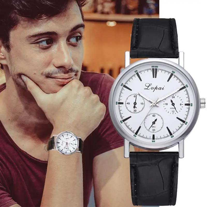 

Fashion Quartz Watches Man Simple Leisure Pin Buckle Business Affairs Crocodile Leather Strap Round Dial Wristwatch