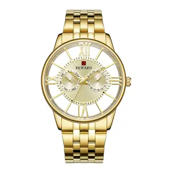

Men's Watches REWARD Brand Luxury Gold Stainless Steel Wristwatches Fashion Waterproof Business Quartz Watch Relogio Masculino