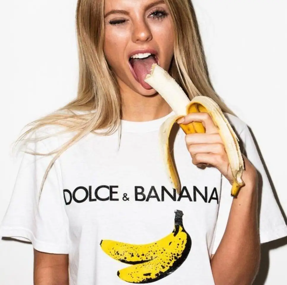 Забавная женская футболка с надписью «dolcee& BANANA Street», летние хлопковые футболки с коротким рукавом и графическим принтом, Harajuku, Повседневная футболка с принтом Tumblr, женская брендовая футболка
