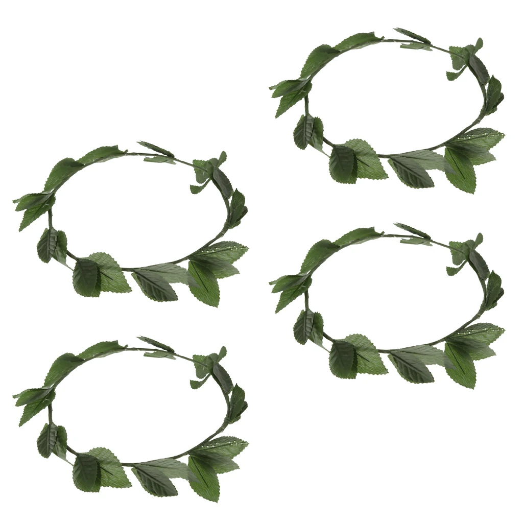 4 Pieces Green Leaves Roman Greek Goddess Laurel Wreath Fancy Dressing up Party Headband Women Hair Accessories